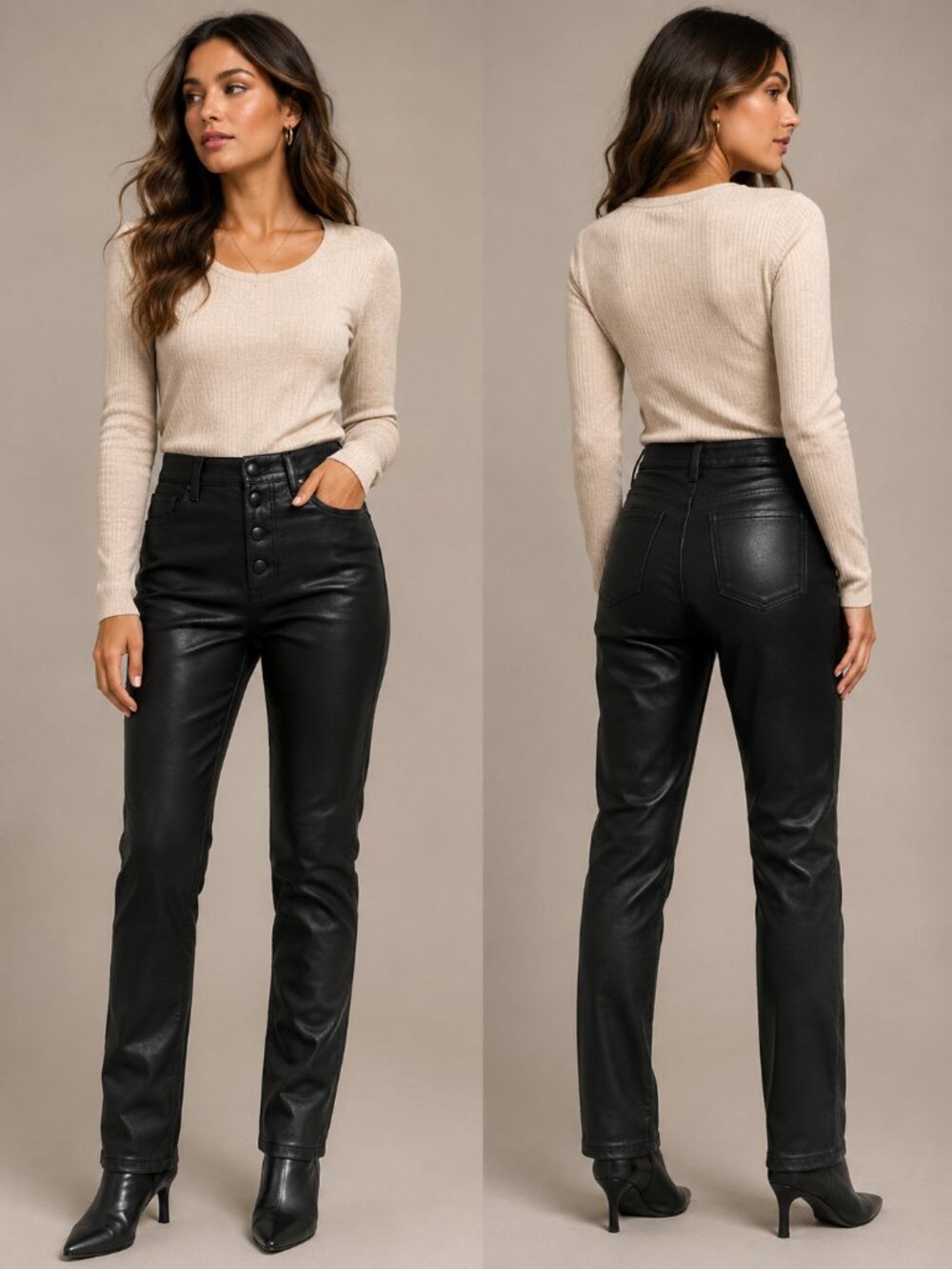 NWT Silent New York Black Vegan Faux Leather Pants High Rise Size 25
